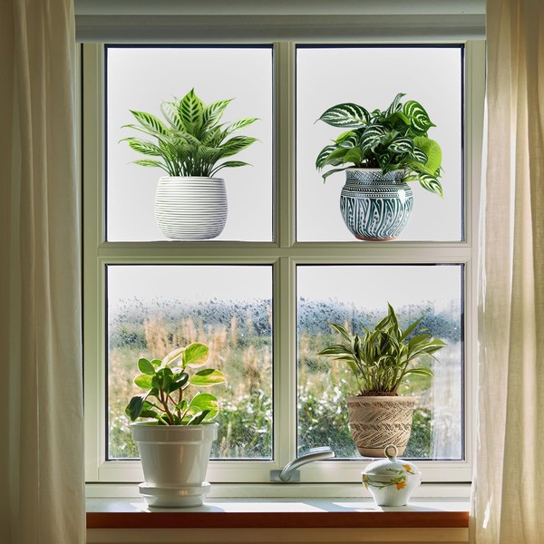 AIBIIN 3D Potted Plant Window Stickers Removable PVC Green Leaves