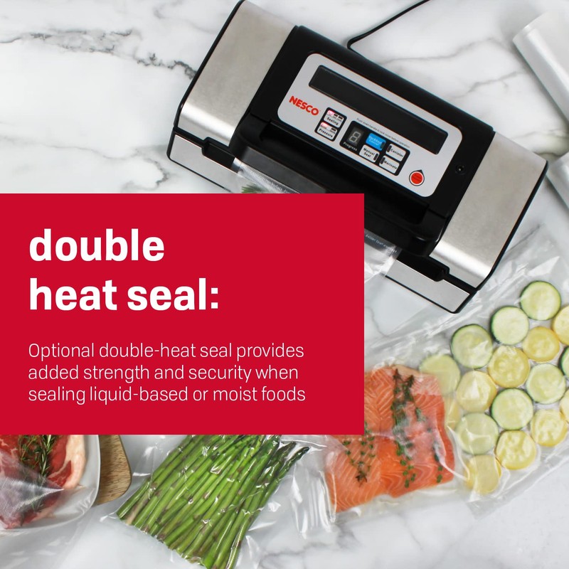 Nesco Deluxe Food VS-12 Vacuum Sealer, 130 Watts, Kit Bags