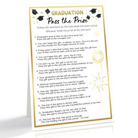 Pass The Prize- Graduation Party Games Sign 8x11 Inch, Class of 2025 Graduation Games Classroom Gift Exchange Activities, Grad Party Supplies Decorations for High Senior College School