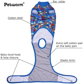 PetWarm Dog Recovery Suit, Anti-Licking Pet Surgical Recovery Suit, Bodysuit for Abdominal Wounds Skin Disease Female Male, Onesie for Dogs After Surgery, Dog BodySuit, Zoo pattern, Blue, XL