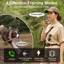 S-ETOVUS Dog Training Collar, 4500 FT Waterproof Bark Collar,Shock Collar for Dogs, Rechargeable Electric Collar with Recording & Calling & Vibration & Shock for All Breeds (Dark Gray)