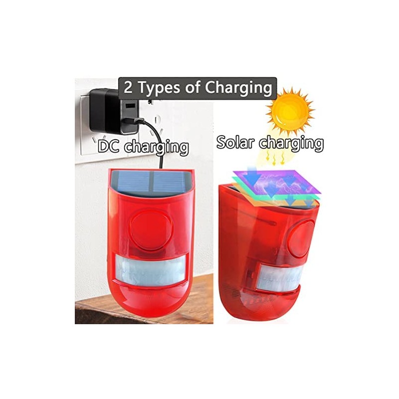 LEDHOLYT 2 Solar with Sound Strobe Light, Wall Mounted Outdoor