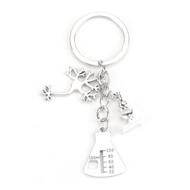 OBEISN Creative Keyring with Microscope Design, Birthday Gift for Women, Small Gift for Girlfriend, Gift for Women and Friendship Pendant, Silver2, S