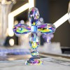 QFkris 7" Crystal Cross Standing, Decorative Glass Crosses for Table