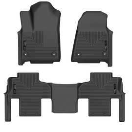 Husky Liners Weatherbeater Floor Mats | Fits 2022-2025 Jeep Wagoneer & Grand Wagoneer w/2nd Row Bench Seat | Front & 2nd Row, 3-pc Black - 99251