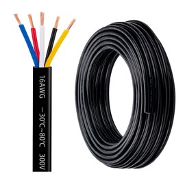 16 Gauge 5 Conductor Electrical Wire 16 AWG 5 Wire Oxygen-Free Copper PVC Stranded 26FT 16/5 Wire for LED Lighting Outdoor Low Voltage Extension Cable, Automotive etc (16AWG-5C, 26FT)