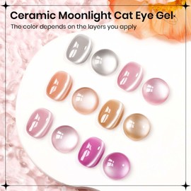 SUPWEE Cat Eye Gel Nail Polish Set of 6 Colors Moonlight Glass Cateye Magnetic Gel Shimmer Glitter with Magnet Pink Purple Gray Colors Cat Eye Effect Soak Off Nail Lamp Nail Art at Home