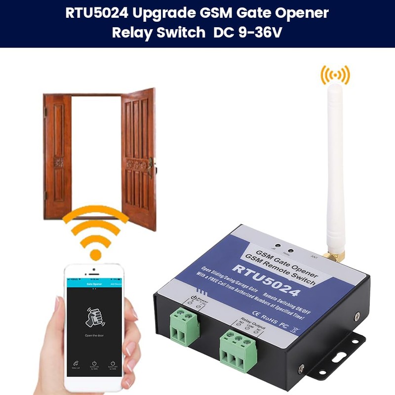 RTU5024 Upgrade GSM Gate Opener Relay Switch Remote Control Door