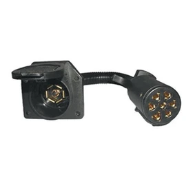 POLLAK 12-724EP 7-Way HD Pin Plug to 7-Way RV Blade Socket Harness Adapter