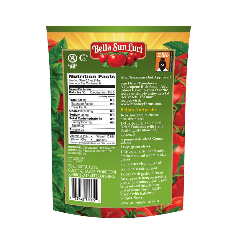 Bella Sun Luci Sun Dried Tomatoes Italian Basil