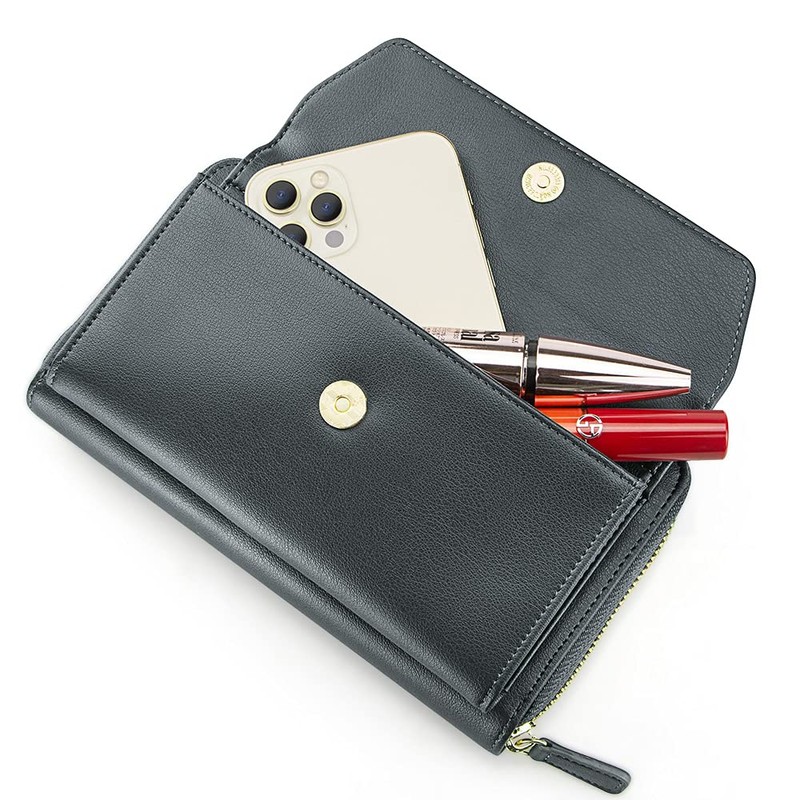 nuoku Womens RFID Wallet Purse Wristlet Crossbody Clutch with Zip