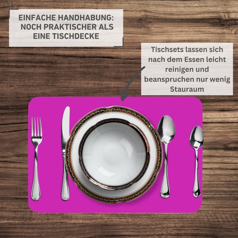 Venilia placemat set for dining room UNI FUCHSIA PINK set