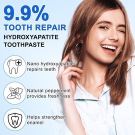 Hydroxyapatite Toothpaste, 2 Pack Fluoride Free Nano Hydroxyapatite Toothpaste for Strengthening Enamel, Peppermint