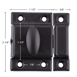 Large Stamped Oil Rubbed Bronze Cabinet Door Latch - 2 1/8" × 2 1/8" - Spring Loaded Cupboard Door Latch with Oval Turn - Vintage Cabinet Hardware | UA-140-LOB (1)