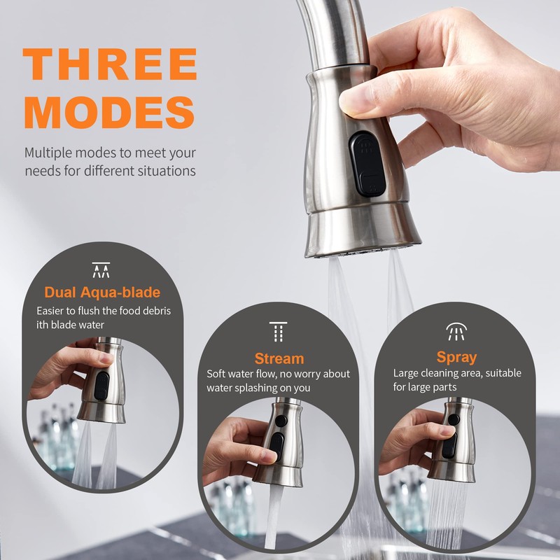 TIORIY Pull Down Kitchen Sink Faucet Spray Head Replacement with