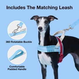 VETRESKA Dog Harness No Pull, Easy Control No Choke Dog Harness Collar for Large, Medium Size Dogs, Adjustable Dog Vest, Easy Walk Pet Vest Harness with Heavy Duty Anti-Twist Dog Leash, Misty Melo L