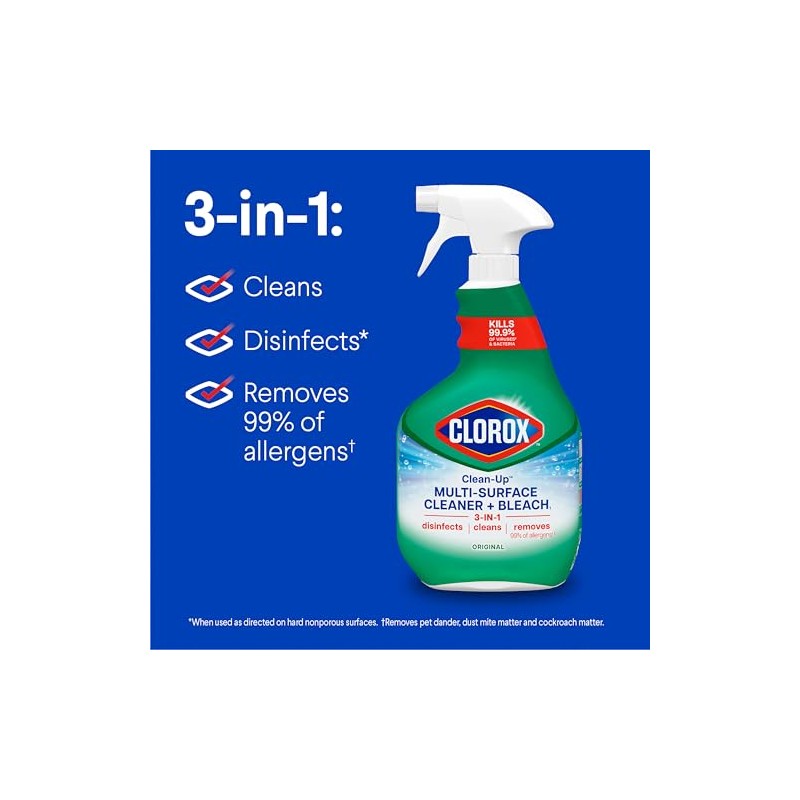 Clorox Clean-Up Multi Surface Cleaner Bleach Spray, Original, All Purpose