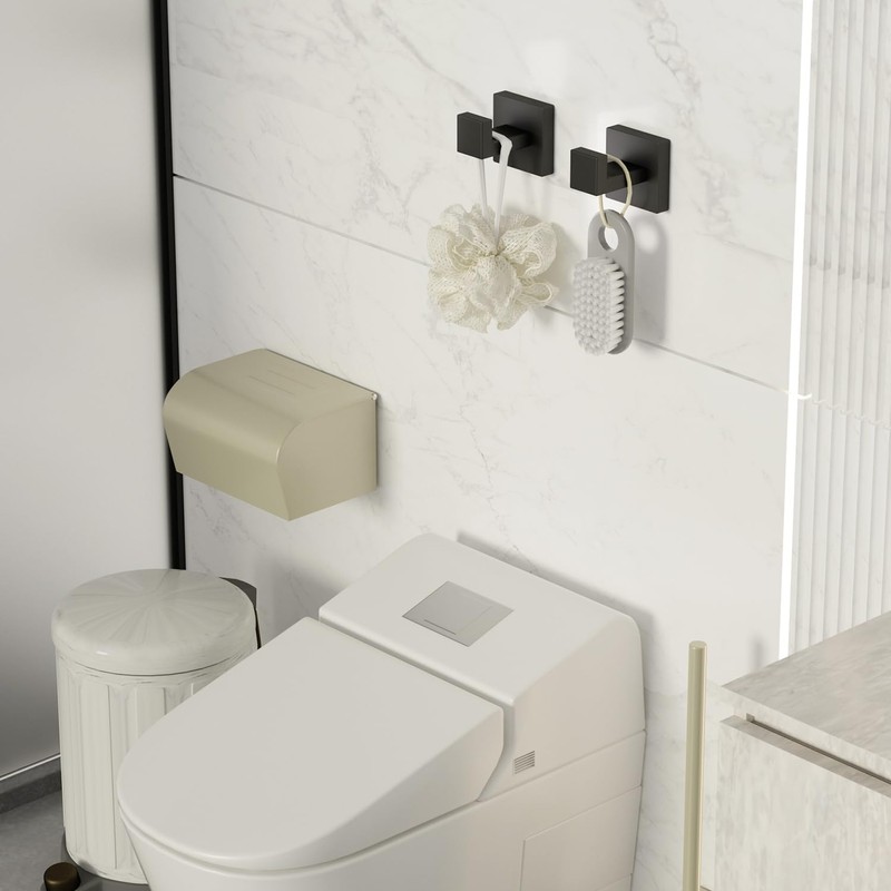 HITSLAM Towel Hooks for Bathroom Wall Mounted, Black Bathroom Hooks,