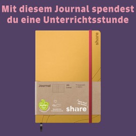 share Journal A5 Dot Squared - Notepad Donates a Lesson for a School Child - Upcycling Notebook Made of Apple Peel - Yellow