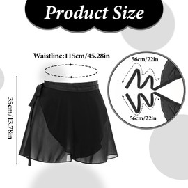 FdcLixuvol Ballet Dance Skirt, Black Wrap Skirt Chiffon Dance Skirts Ballet Dress with Adjustable Waist Tie Gymnastics Skirts Breathable Ballerina Dancer Clothes for Women Girls