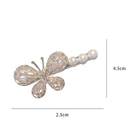 yangzerang Butterfly Pearl Hairpin Hair Claw Clip Headdress Crystal Hair Clips Girls Bangs Clip Hair Claw Hair Accessories for Women and Girls
