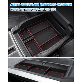 Karltys 2PCS F150 Center Console Organizer for 2021-2025 Ford F-150 (Full Console w/Bucket Seats ONLY), Center Console Dash Storage Tray and Armrest Organizer for F150 Durable ABS Insert Tray