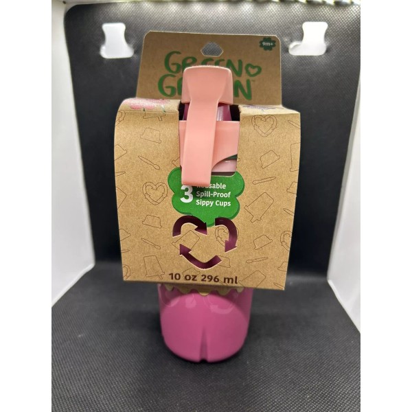 New Green Grown(3) Units Of 3 Reusable Spill Proof Sippy