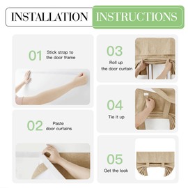 KGORGE 100% Blackout Back Door Curtain, Total Privacy Linen Blended French Door Blinds Tie Up Shade Door Window Covering for Basement Storm Door, W26 x L40, Camel, 1 Panel