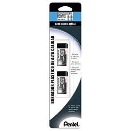 Pentel de México Hi-Polymer Eraser Black Goma Profesional Blíster Pack con 02 Piezas Color Negro-ZEAH06BP2-A