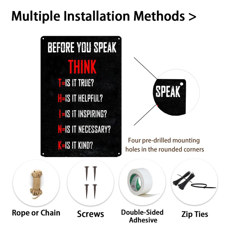 "Before You Speak Think" Classroom Positive Quotes Inspirational Wall Art