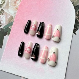 IWAOQ Long Press On Nails,Press On Nails,Nail Art False Nails