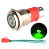 GUUZI 12V-24V/15A Self-Locking Push Button Switch NO Waterproof Green LED