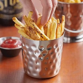 TrueCraftware- 13 oz. Stainless Steel French Fry Cup Hammered Finish Set of 2- French Fry Holder Stainless Steel Fry Cup Appetizer Cups For Serving Chips Onion Rings Tater Tots or Vegetables