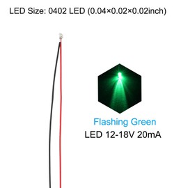 PATIKIL 12-18V 0402 Pre Wired LED, 20Pcs 7.8" Pre-soldered Micro Surface Mount Device Light Emitting Diodes with Edge for Home Decor Model Build,Green