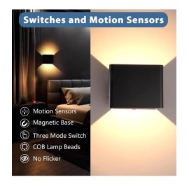 Aozhate Easy Install LED Wall Sconces Indoor Motion Sensor Wall Lights Magnetic No Cords