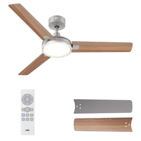 Dreo Ceiling Fans with Lights and Remote, 52’’ Grey Ceiling