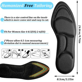 Wanmu 2 Pairs Memory Foam Insoles High Heel Insoles Breathable Shoe Pads Replacement Shoe Insoles 5D Sponge Barefoot Comfort Insoles, Comfort Foot Cushion for Women Man, Black