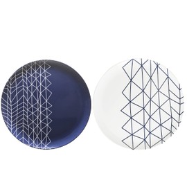 bzyoo 100% Melamine 14 inch Round Platter Dishwasher Safe Food Serving Tray for Casual dining Indoor and Outdoor Dining Party Cocktails (Spidy French Navy)