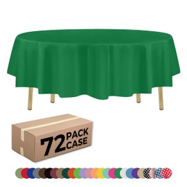 ZIMPLEWARE Green Standard Disposable Plastic Party Tablecloth [Case of 72] 84 x 84” Round Table Cover for Indoor & Outdoor Use