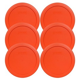 Pyrex 7201-PC 4 Cup Pumpkin Orange Food Storage Replacement Lids (6-Pack) - Made in USA