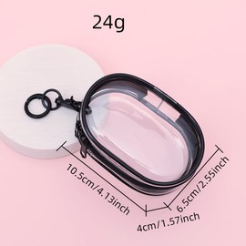 Clear Keychain Bag for 4.1'' Tall Dolls, Hanging Protective Display Case, Portable Travel Storage Bag-Pink 3 Pack