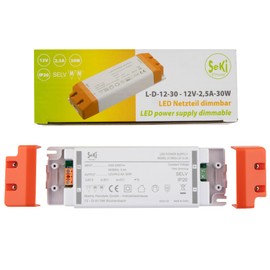SeKi 12V DC 30W 2.5A Constant Voltage LED Driver TRIAC Dimmable, Transformer, Switching Power Supply; No Minimum Load, No Noise/LED Flicker, MM Approval