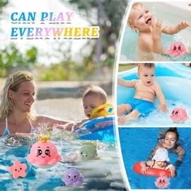 Delycazy Bath Toy Baby Bath Toy Water Toy from 1 2 3 Years, Children's LED Octopus Induction Automatic Water Jet Pool Toy for Baby