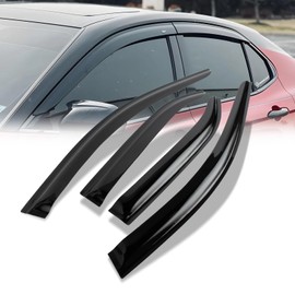 Seaforie Rain Guards for Car Windows Compatible with 2012-2014 Toyota Camry LE SE 4-Door,Smoke Tape-on Type Windows Visors Sun/Rain Guards,4PCS Acrylic Slim Style Side Window Wind Deflectors