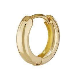 NKlaus 4737 Single Folding Hoop Earrings Gold 12.2 x 3.2 mm Yellow Gold 585 Hoop Earrings Jewellery for Men and Women 14 Carat High Gloss Polished Round, Yellow Gold