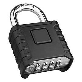 Candado Robusta Exteriores Impermeable 52mm, Diyife Candado de Combinación de 4 Dígitos, Cerradura de Seguridad de Aleación de Zinc Resistente, para Garajes, Puertas, Patio Ajardinado- Negro