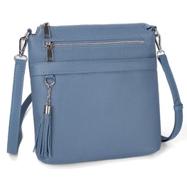 befen Genuine Leather Crossbody Purses for Women, Woman Medium Cross Body Bags Handbag Shoulder Purse for Traveling & Everyday Light Blue