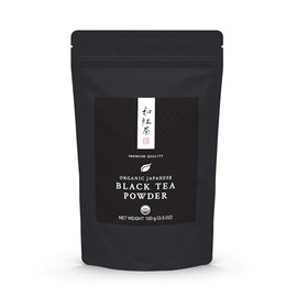 Organic Japanese Black Tea Powder - Premium Wakocha - USDA Certified - 100g Bag