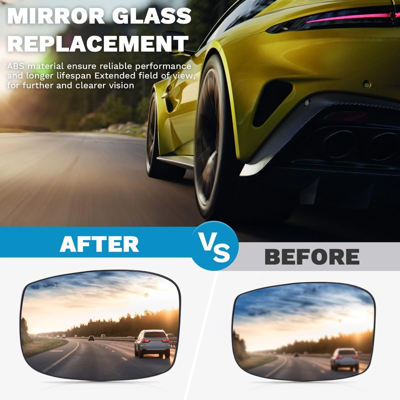E-Vniko Left Driver Side Power Heated Mirror Glass with Backing