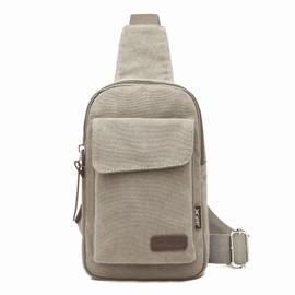 Wxnow Canvas Sling Bag Crossbody Backpack for Women & Men Chest Bag, Light Grey, One_Size
